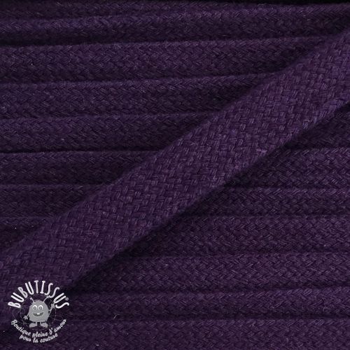 Cordon coton tubulaire plat 17 mm purple