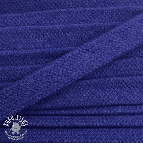 Cordon coton tubulaire plat 17 mm bleu foncé