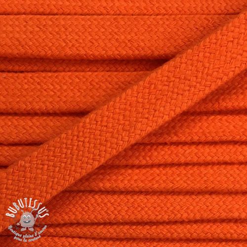 Cordon coton tubulaire plat 17 mm orange