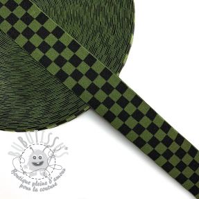 Élastique lisse 4 cm Chequered jacquard army