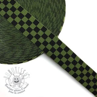 Élastique lisse 4 cm Chequered jacquard army