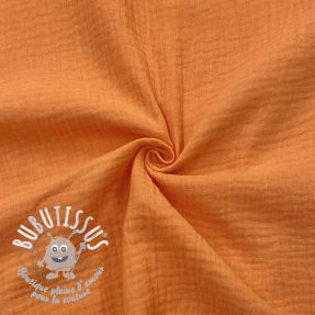 Tissu double gaze/mousseline orange GOTS