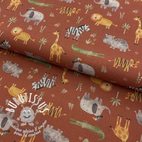 Tissu coton Safari party brique digital print