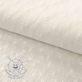 Tissu double gaze/mousseline EMBROIDERED Star Floral off white