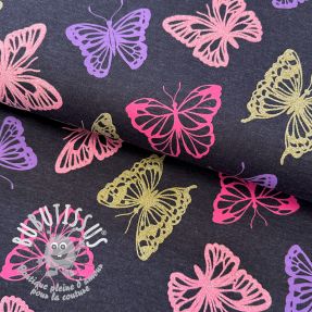 Jersey Butterfly glitter indigo melange