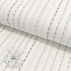 Tissu double gaze/mousseline Embroidery stripes white